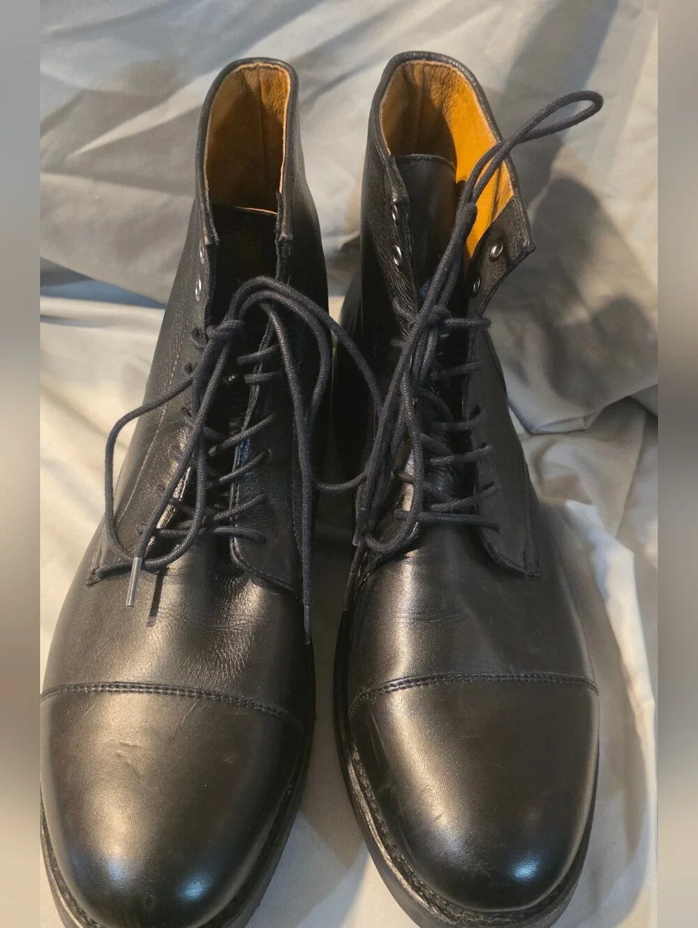 Frye Dylan Cap Toe Boots Black Leather FR41394 Men Size 12D NWOB Defects